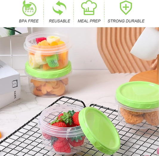 Sieral 36 Pack 8 oz/ 250 ml Freezer Containers with Lids Plastic Twist Top Deli Jars Reusable Freezer Storage Containers for Food Round Wide Mouth Lunch Snacks(Green)