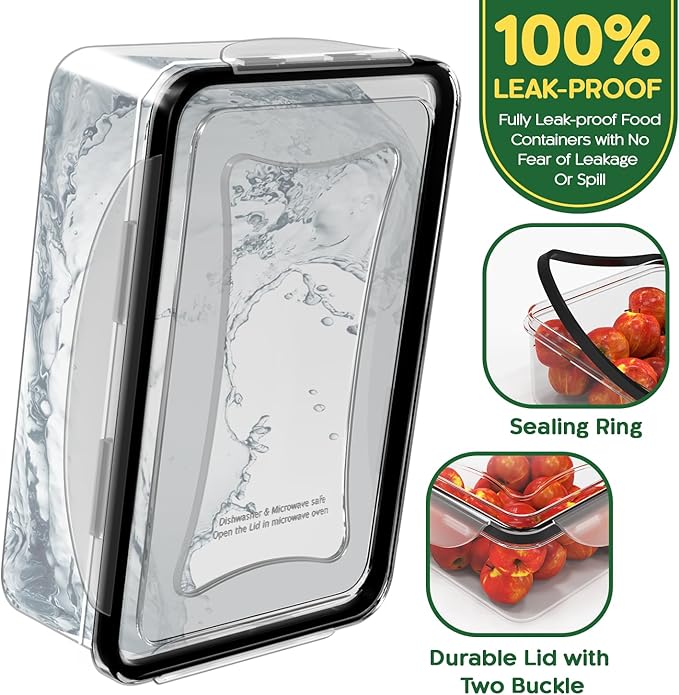 46 Pack Food Storage Containers with Lids Airtight-(23 Containers,23 Lids) BPA Free Plastic Stackable Meal Prep Containers set for Kitchen Pantry Organizers- Freezer Microwave safe