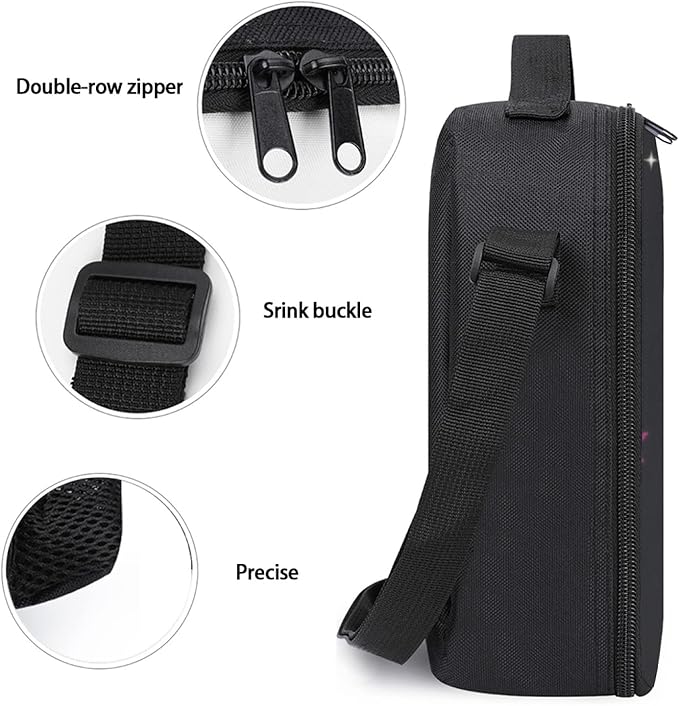 Kids Lunch Box, Insulated Lunch Bag for Girls, Cute Unicorn Lunch Bag with Shoulder Strap, School Bento Lunch Box for Kids Toddlers Teens, Aesthetic Black Reusable Cooler Thermal Meal Tote Kit