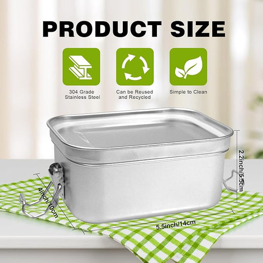 8 Pcs Stainless Steel Bento Box 550ml Lunch Box for Dishwasher Bento Box Reusable Lunch Box Stainless Steel Food Storage Containers for Home Work School Camping Supplies