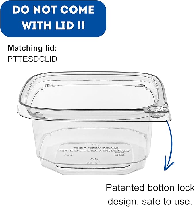 12 oz Tamper Evident Square Deli Container - Lids Sold Separately - for Accessories, Lego, Crafts, Candy, Cookie, Dessert, Snack, Fruit (Case of 500)