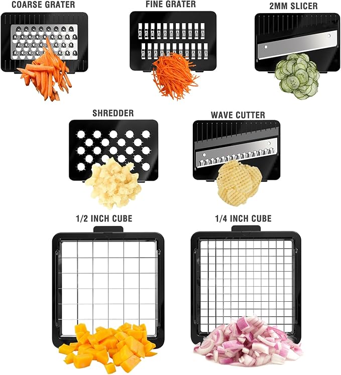 Vegetable Chopper: 10 in 1 Food Chopper - Onion Vegetable Slicer Cutter Dicer, Veggie Cutter with Container, 7 Blades, Kitchen Gadgets for Carrot Salad Garlic Potato Slicer