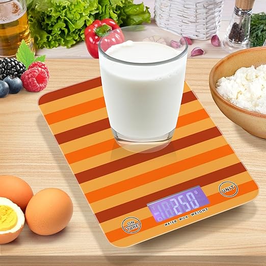 Food Scale Kitchen Scale for Baking Cooking Digital Food Weighing Measuring Scale Small Waterproof Electric Food Scale Fall Striped Orange