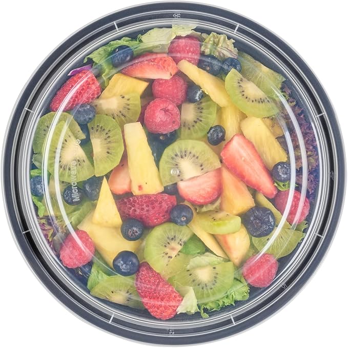 Restaurantware Asporto 48 Ounce To Go Boxes 100 Microwavable Take Out Food Containers - Clear Plastic Lids Included Do Not Contain BPA Black Plastic Catering Food Containers Disposable Round