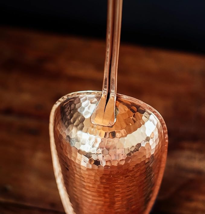 Sertodo Copper Scoop for Ice and Dry Goods | Pure Copper, Heavy Gauge, Hand Hammered | Copper Handle | 0.5 Cup / 4 oz Capacity