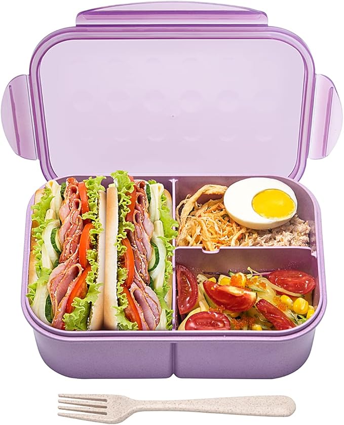 MISS BIG® Bento Box,Bento Box Adult,Lunch Box,Ideal Leak Proof Lunch Containers,No BPAs and No Chemical Dyes Bento Lunch Box,Dishwasher and Microwave Safe Lunch Containers for Adults(1900ml Purple)