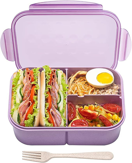 MISS BIG® Bento Box,Bento Box Adult,Lunch Box,Ideal Leak Proof Lunch Containers,No BPAs and No Chemical Dyes Bento Lunch Box,Dishwasher and Microwave Safe Lunch Containers for Adults(1900ml Purple)