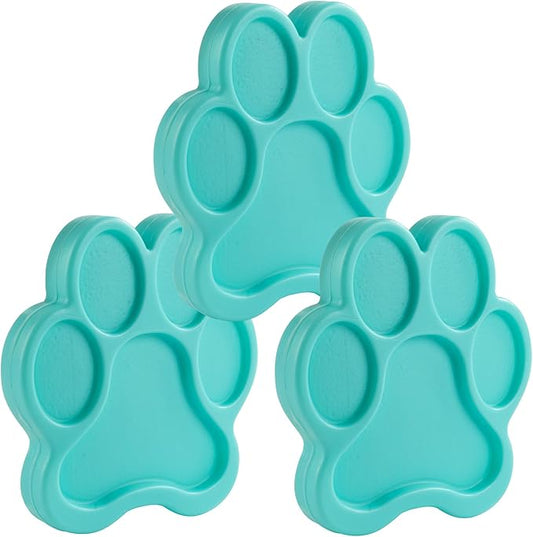 Paw Print Reusable Hard Ice Pack- Set of 3- Fits Easily Inside Kids Lunch Box, Bento, Insulated Cooler Bag- Long Lasting Slim Space Saving- Cool Freezer Packs Keep Food Cold For Hours- Back to School