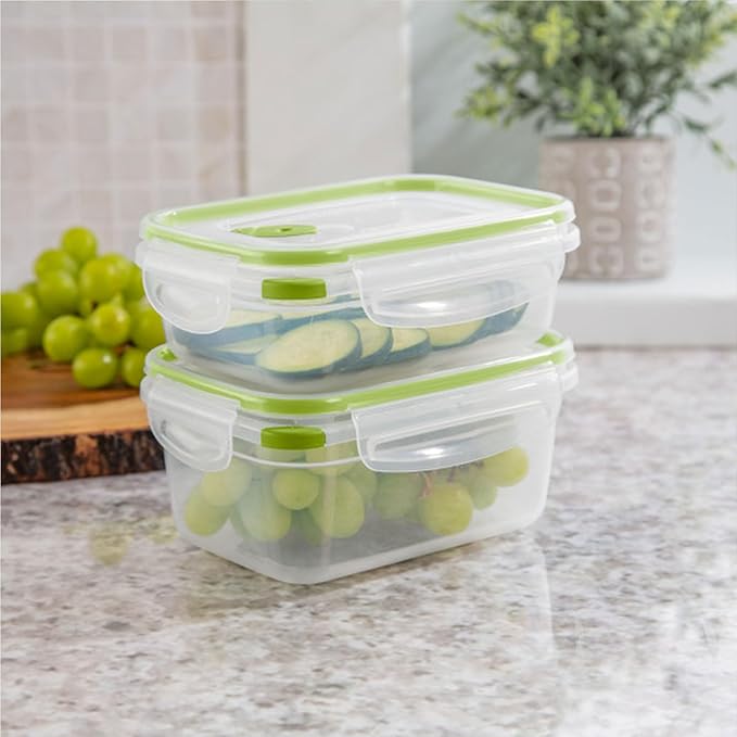 STERILITE 0311 Ultra Seal 3.1 Cup Rectangle Food Storage Container, Clear Green, See Through Lid & Base With New Leaf Accents