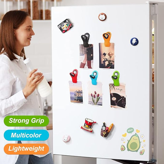 16 Pack Chip Clips Bag Clips, Multicolor Clips for Food Packages, Multipurpose Magnetic Clips, Chip Clips Bag Clips Food Clips, Refrigerator Magnet Clips Chip Clip, Bag Clips for Food Storage