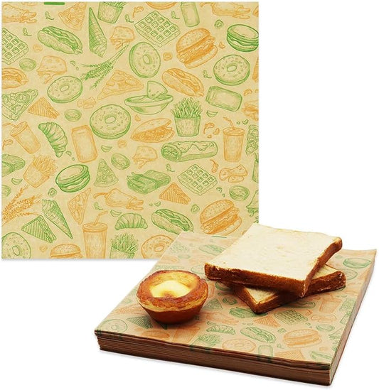 Premium Deli Paper Sheets 12"x12" - 300Pcs Greaseproof Liners for Food Boats, Pre Cut Deli Sandwich Wrappers, Best Kraft Food Wrapping Paper Sheets for Picnic, Festival, Fair or BBQ.