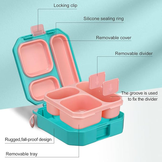 Bento Lunch Box for Kids with 12oz Soup Thermo Leak-Proof Lunch Food Container with 5 Compartment Thermo Hot Food Jar and Insulated Lunch Bag for Kid Toddler Girls Boys to School