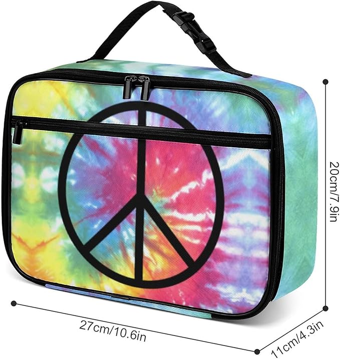 Peace Sign Reusable Lunch Box Insulated Lunch Bag Cooler Bag Lunchbox Meal Food Container Tote Bag for Women Kids Girls Boy School Camping Hiking Picnic Beach Travel