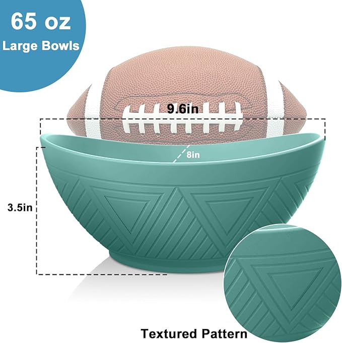Large Salad Bowls 65 OZ - Wheat Straw Bowl Unbreakable Large Capacity Serving Bowl for Chips, Popcorn, Microwave & Dishwasher Safe Kitchen Bowls for Camping, Party, Big Cereal Bowl (Green)