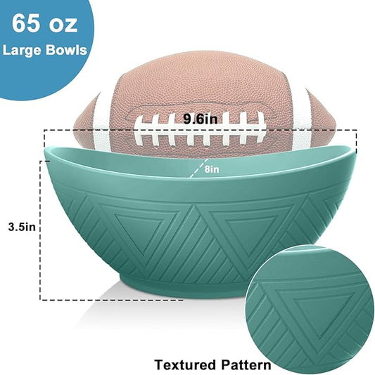 Large Salad Bowls 65 OZ - Wheat Straw Bowl Unbreakable Large Capacity Serving Bowl for Chips, Popcorn, Microwave & Dishwasher Safe Kitchen Bowls for Camping, Party, Big Cereal Bowl (Green)