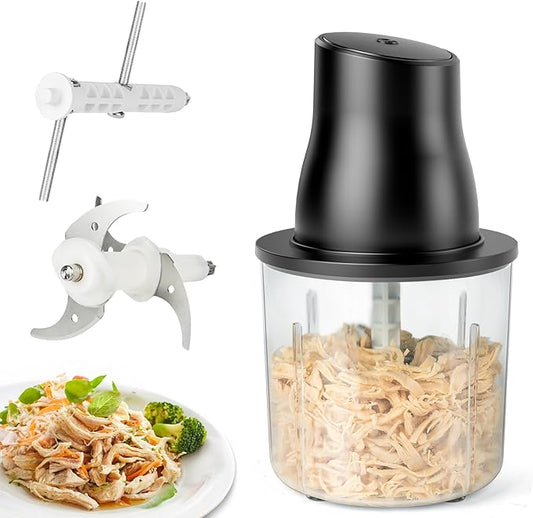 Automatic Electric Chicken Shredder 250W Food Processors Machine - Electric Food Chopper with Meat Grinder & Vegetable Chopper, 2 Bi-Level Blades for Home Use,Kitchen Aid,Baby Food,Pet Food