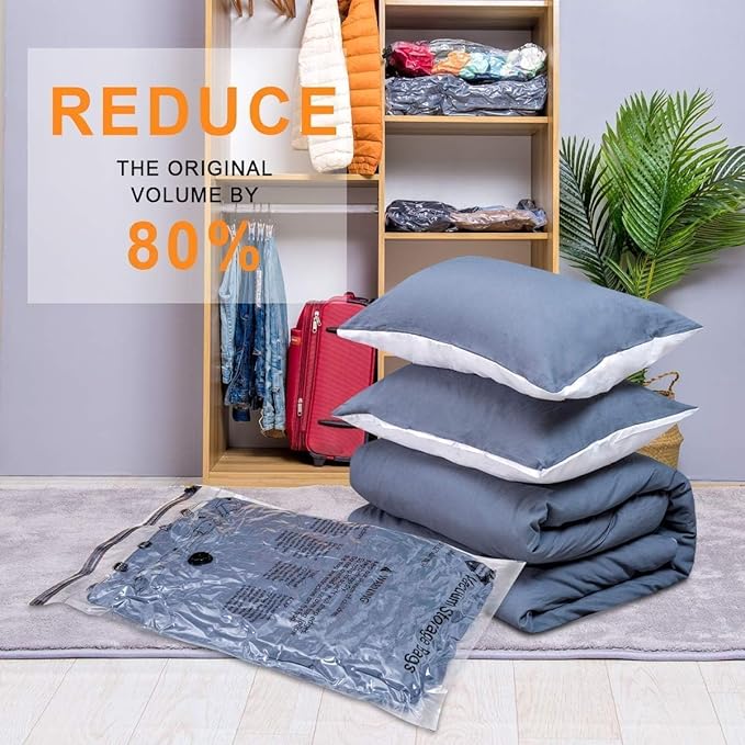 10 Large Vacuum Storage Bags with Electric Pump, Space Saver Bag for Clothes, Mattress, Blanket, Duvets, Pillows, Comforters, Travel