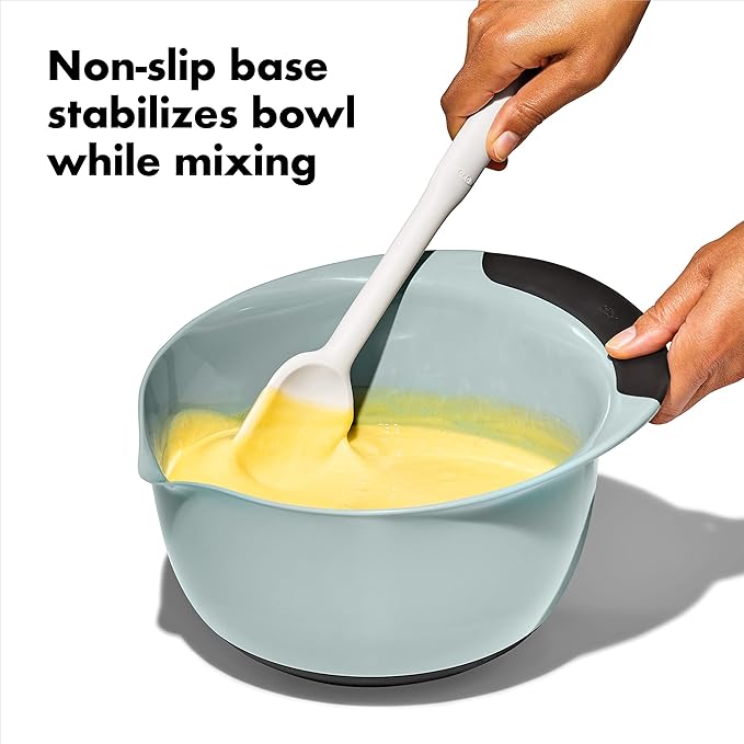 OXO Good Grips 3-Piece Plastic Mixing Bowl Set - Cadet Blue, Tower Gray, Jade, Small, Medium, Large