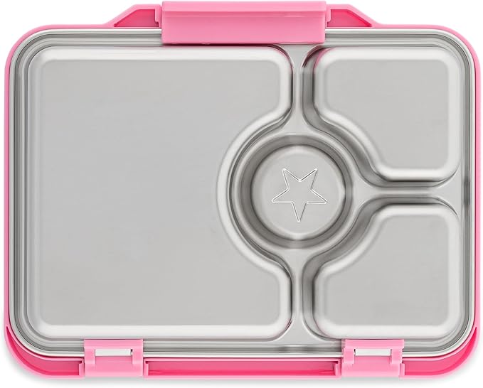 Yumbox Prêt Stainless Steel Leakproof Bento Lunch Box, Sandwich Friendly, Food Safe, Compact, Lightweight, Perfect for Kids Lunch, Adult Lunch, Portion Control and Food Prep (Versailles Pink)