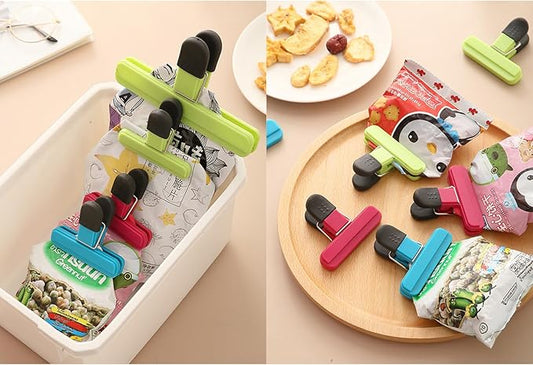 3 Inch Chip Bag Clips 6 Pack Assorted Sizes Food Bag Clips Plastic Heavy Seal Grip, 3 Colors (S)