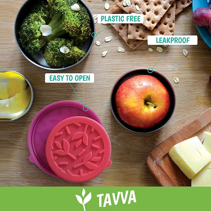 Stainless Steel Snack Containers for Kids [12oz/ 7oz/ 3oz] - Leakproof with Silicone Lids - Lunch Box for Kids - Metal Lunchbox for School, Office, Home Food Storage - Dishwasher & Freezer Safe