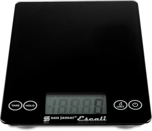 San Jamar Escali Glass Digital Food Scale, Black