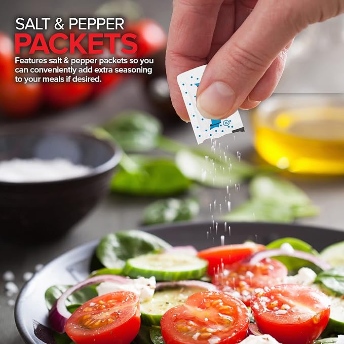 Individually Wrapped Plastic Cutlery Set with Napkin + Salt & Pepper Packets in White (50 Count) Prewrapped Disposable Silverware Bags, Bulk Utensils: Fork, Knife, and Spoon for Togo Eating