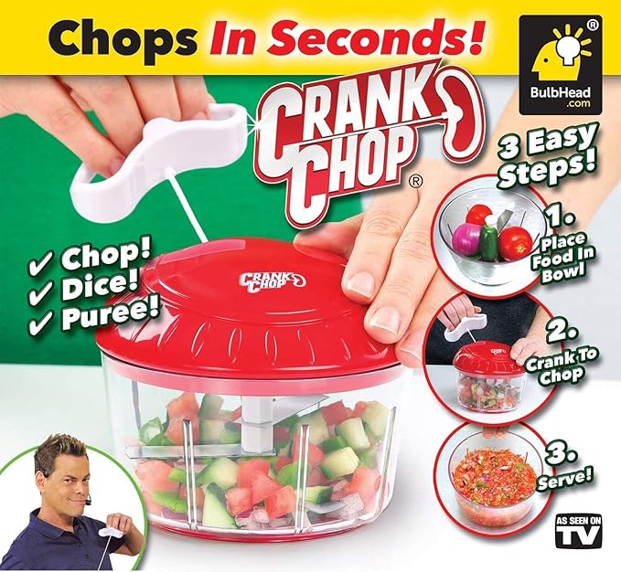 Food Chopper and Processor Original - Chop Dice Puree Vegetables Onions Tomatoes Garlic Meats and Nuts in Just Seconds for Delicious Meals - Perfect for Homemade Salsa