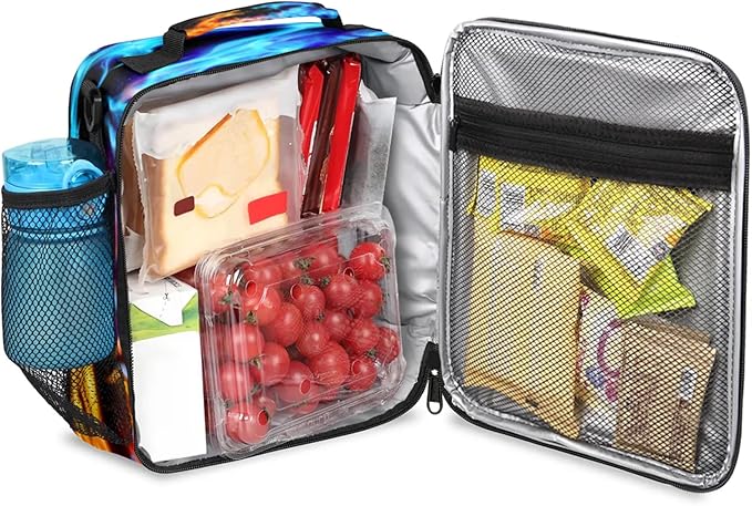 Personalized Lunch Box with Name, Custom Lunch Box Flame Dragon Customized Insulated Lunch Bag Tote, Cooler Freezable Meal Prep Bag with Shoulder Strap Waterproof Lunch Container for Office Picnic
