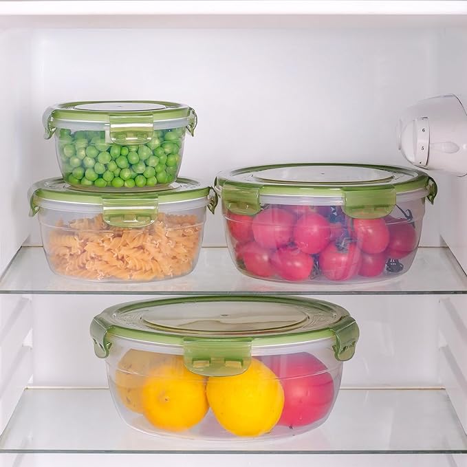 Today's Present Food Storage Container with Lids Set For 4, Plastic Mixing Bowls, Airtight Stackable Leakproof Reusable Storage Containers for Kitchen, BPA Free, Microwave, Dishwasher, Freezer Safe