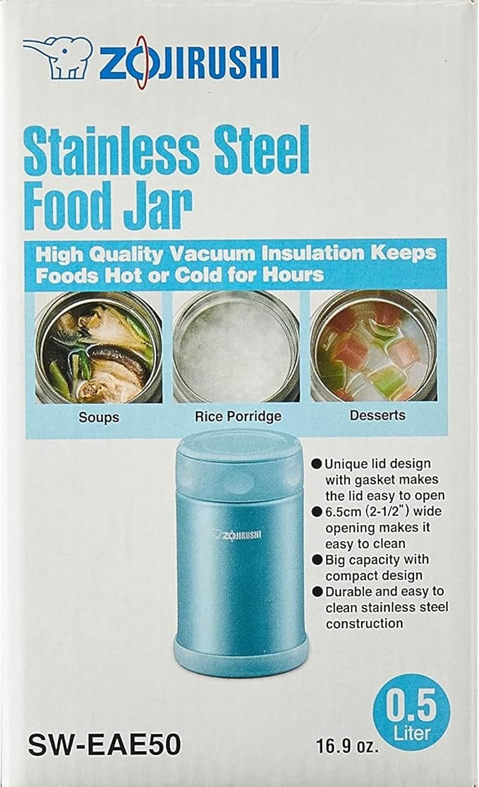 Zojirushi Stainless Steel Food Jar, Medium, Aqua Blue