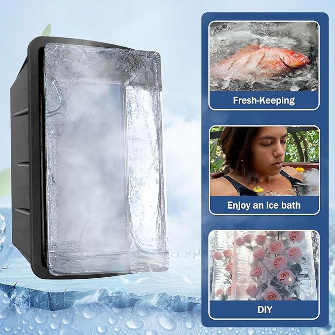 Extra Large Ice Cube Molds 2Pack 16LB Silicone Large Ice Cube Molds for Cold Plunge Tub,Reusable Ice Cube Trays for Freezer,Ice Block Molds for Home Ice Bath,Cold Plunge Accessories,Ice Bath Chiller