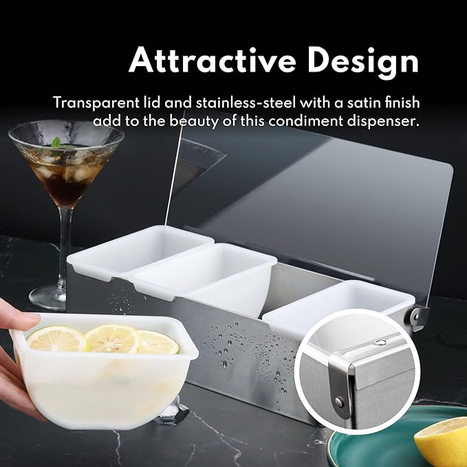 New Star Foodservice 48032 Stainless Steel Condiment Dispenser with 5 Compartments (No Ice Tray)