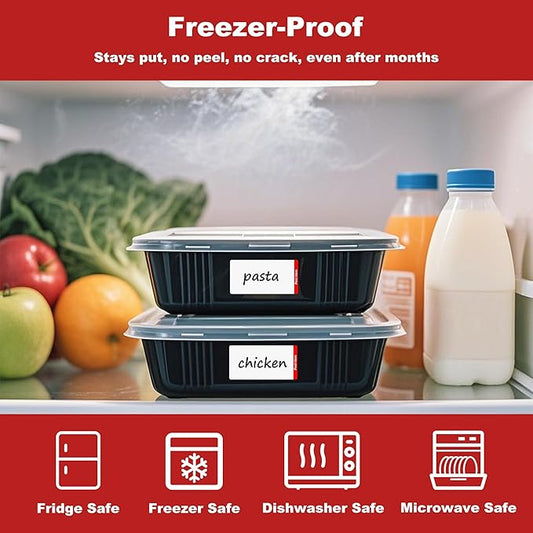 NATURALABEL 500 PCS Blank Removable Freezer Labels with Dispenser - 1" x 2" Food Labels for Meal Prep Containers & Pantry Organizers, Easy Peel-Off Design, No Residue