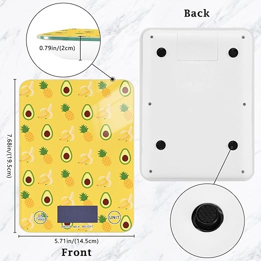 Food Scale Kitchen Scale for Baking Cooking Digital Food Weighing Measuring Scale Small Waterproof Electric Food Scale Avaocado Pineapple Banana