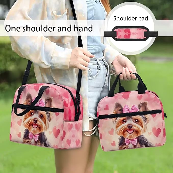 Showudesigns Yorkshire Dog Lunch Bag for Women Cute Insulated Lunch Box Teen Girls Lightweight Lunch Containers for School Work Office Shopping Travel Cooler Tote Bags School Supplies