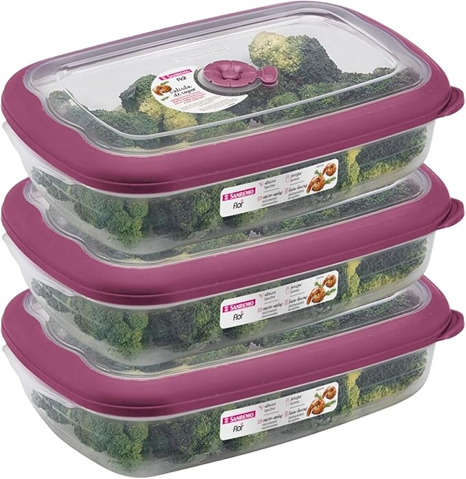 Tribello Plastic Food Storage Containers With Lids - 53 Oz Airtight Container Box For Food Storage, Meal Prep, Freezer, Microwave And Dishwasher Safe, Steam Vent Lids, BPA-Free - 3 Pack
