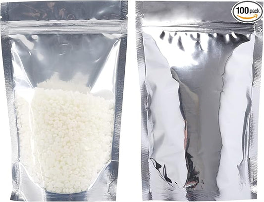 100 PACK Mylar Bags for Food Storage and Resealable Bags for Small Business Packaging Supplies Great for Party Favor Food Storage Bags (Silver,6x9Inches)