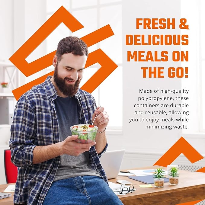 SQUATZ 50 Microwavable Food Container - 16oz Translucent Meal Box Storage with Lids, Ideal for Storing Soups, Condiments, Sauces, Dressing, Salads, Fruit, Baby Food, Healthy Snacks, and Leftovers