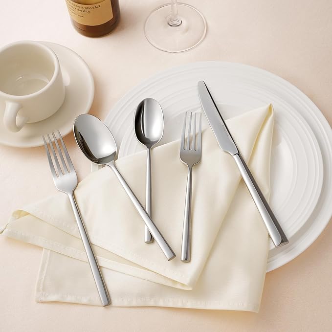 KINGSTONE Silverware Set, 20-Piece Forged Flatware Set Cutlery Set Premium Stainless Steel, Service for 4, for Kitchen, Home, Wedding, Party, Mirror Polished and Dishwasher Safe