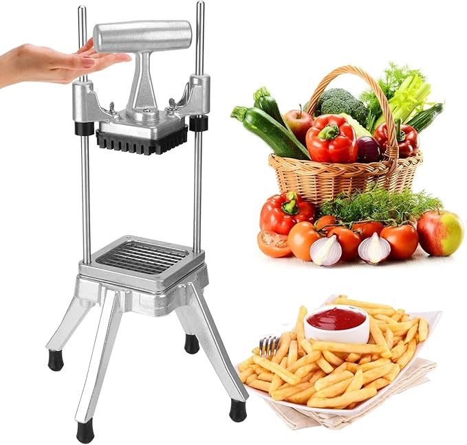 WICHEMI Commercial Vegetable & Fruit Chopper - Stainless Steel Dicer, Cutter for Onions, Potatoes, Peppers & Mushrooms (1/4")