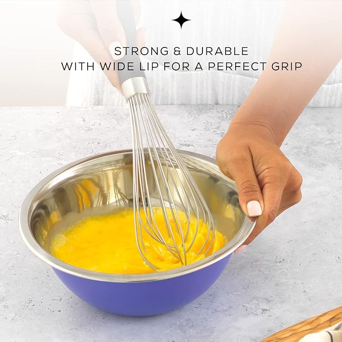 JoyJolt Stainless Steel Mixing Bowl Set of 6-5qt to 0.5qt Nesting Bowls for Dough, Batter & Baking