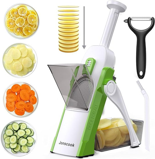 Safe Mandoline Slicer for Kitchen, Adjustable Thickness 0.1-8 mm, Professional Vegetable Slicer, Potato Slicer, Food Chopper French Fry Cutte, Mandolin, Chopping Artifact Fast Veggie (avocado Green)