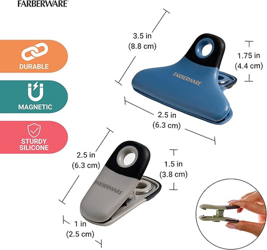 FARBERWARE Professional 5 Piece Bag Clip Set Durable, Versatile, and Stylish Soft Earth Colors