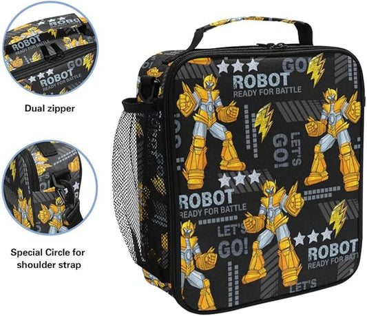 Pfrewn Hockey Player Lunch Box for Kids School Students Green Neon Hockey Sport Insulated Lunch Bag with Shoulder Strap for Office Adults Reusable Cooler Bags Lunch Tote