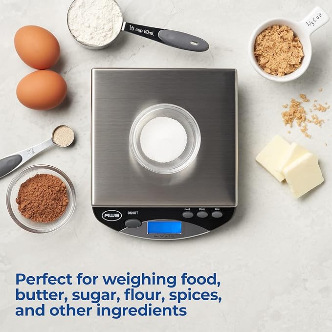 American Weigh Scales Compact Bench Scale Stainless Steel Backlit LCD Screen Rubber Stabilizing FeetAMW-500I-BLK500G x 0.1G(Black)