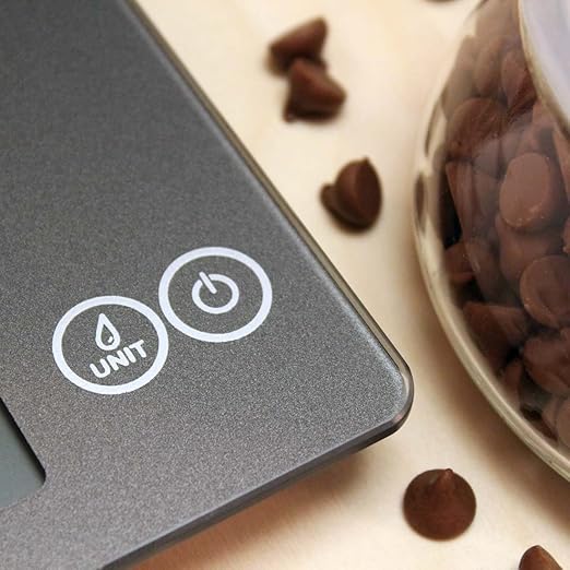 Escali Arti Glass Food Scale Digital Countertop Kitchen, Baking and Cooking Scale with Nutrition and Calorie Counter, 15-Pound Capacity, 9" x 6.5" x .75", Gray Storm