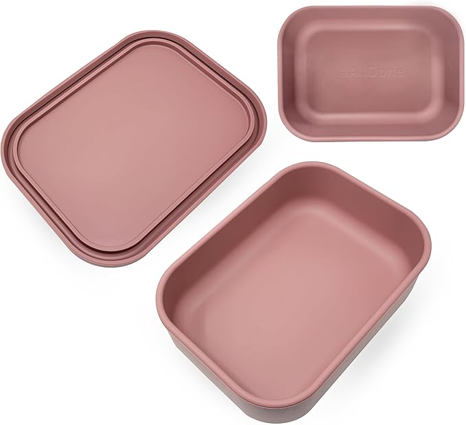 Perfect Portion 3-Pack Silicone Bento Boxes - Leakproof, Single-Compartment Lunch Containers, BPA-Free, Dishwasher, Oven & Fridge Safe, Dry Erase Marker Friendly - Pink