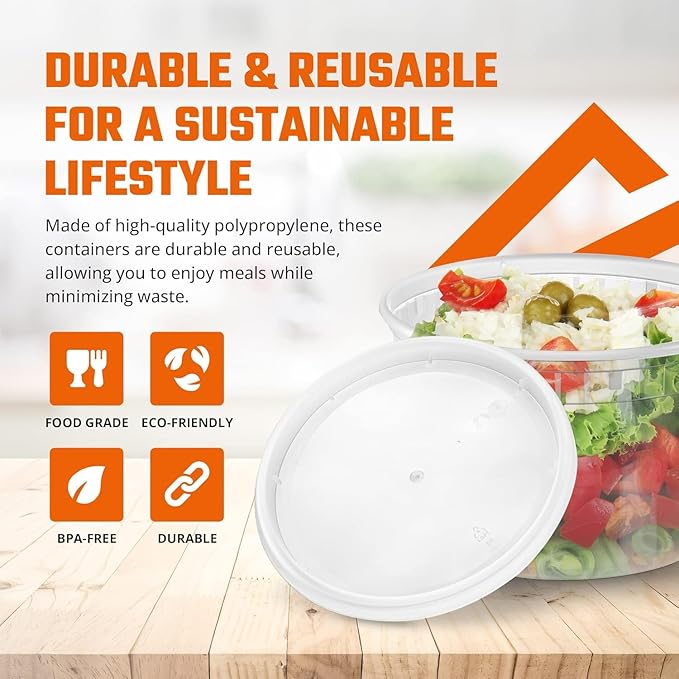 SQUATZ 50 Microwavable Food Container - 16oz Translucent Meal Box Storage with Lids, Ideal for Storing Soups, Condiments, Sauces, Dressing, Salads, Fruit, Baby Food, Healthy Snacks, and Leftovers
