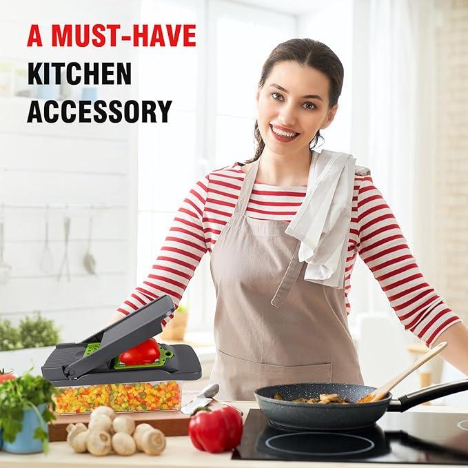 Vegetable Chopper Veggie Chopper,Mandoline Slicer,Multifunctional 12 in 1 Food Choppers, Kitchen Vegetable Slicer Dicer Cutter,Onion Mincer,Cheese Grater,Colander Basket,Kitchen Gadgets